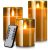 LTETTES LED Flameless Flickering Decorative Amber Color Glass Candle Set of 3 Cup Candles – 4″,5″,6″x3″ Real Wax Made AA Battery Powered with Remote for Home Decor,Birthday,Wedding Ideal for Gifting