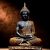Global Grabbers Polyresin Sitting Buddha Idol Statue Showpiece for HomeDecor Decoration Gift Gifting Items-ORG_BLK-BS2-(00)