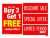 LEPPO Buy One Get One Free Sale Self Adhesive Laminated Poster & Stickers Use for Shops, Malls, Retail Stores Clearance Promotion Discount Deals – Combo Pack RED (Buy 3 Get 1, 3 Pc Qty)