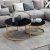 Brown Art SHOPPEE Home Décor Furniture Round Side Coffee Table Sets,2 Piece MDF Top Couch Table,Stacking Nesting Table with Iron Frame for Living Room Living Room or Lounge (Gold & Black)