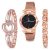 MARCLEX Analogue Rose Gold Color Diamond Studded Black Dial Watch with Gift Bracelet Combo for Girls Watches for Women Watches (Combo of 3)