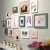 Art Street Wall Photo Frame Sumptuous Vibrant Photo Frame Collage for Home Decoration (White, Green, Pink – Set of 15)