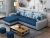 Casaliving Rolando Wood 4 Seater L Shape Sofa for Living Room with 2 Puffy – (Blue Grey) LHS