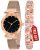 Acnos Branded 6 Different Colors Magnet Analog Watch with Rose-Gold Bracelet and Gift_Box for Women and Watch – Pack of 2